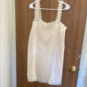 JCREW Elegant White Lace Trim Slip Dress